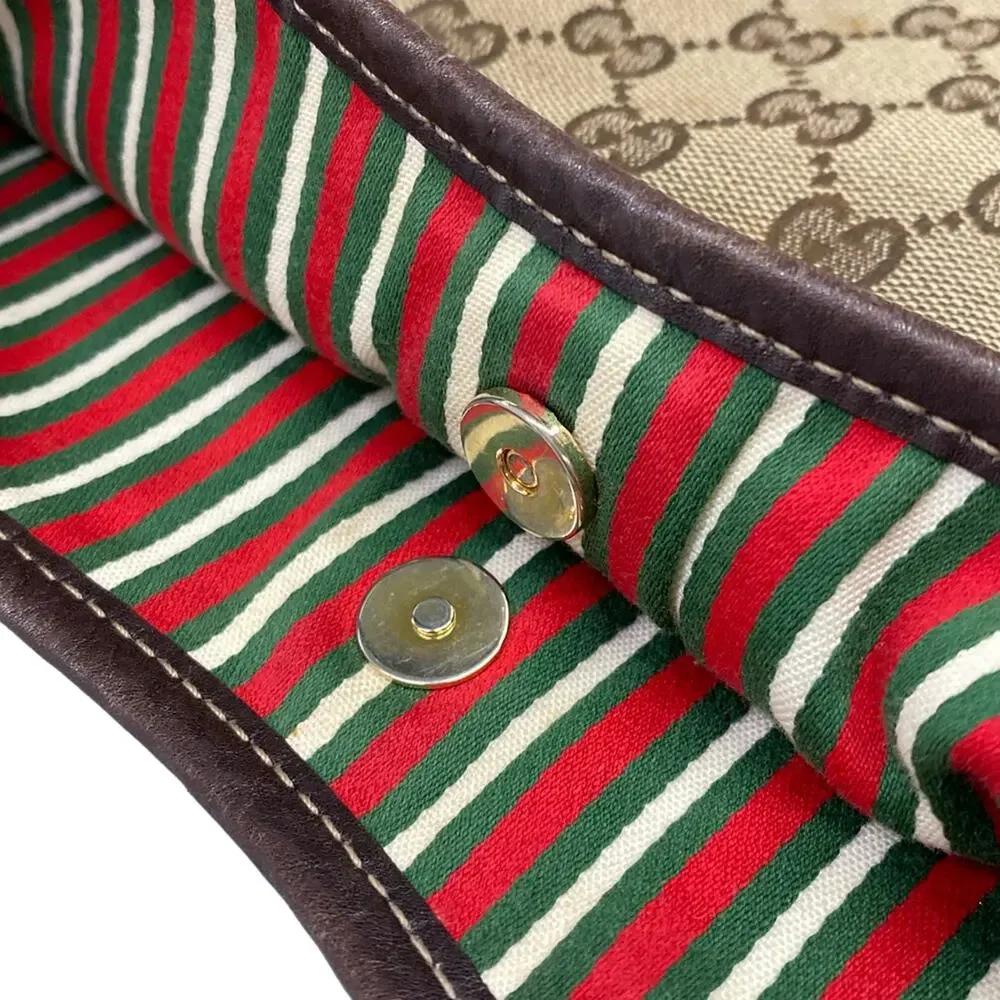 Gucci GG/New Britt Handbag 169947 Beige Dark Brown Jacquard Leather